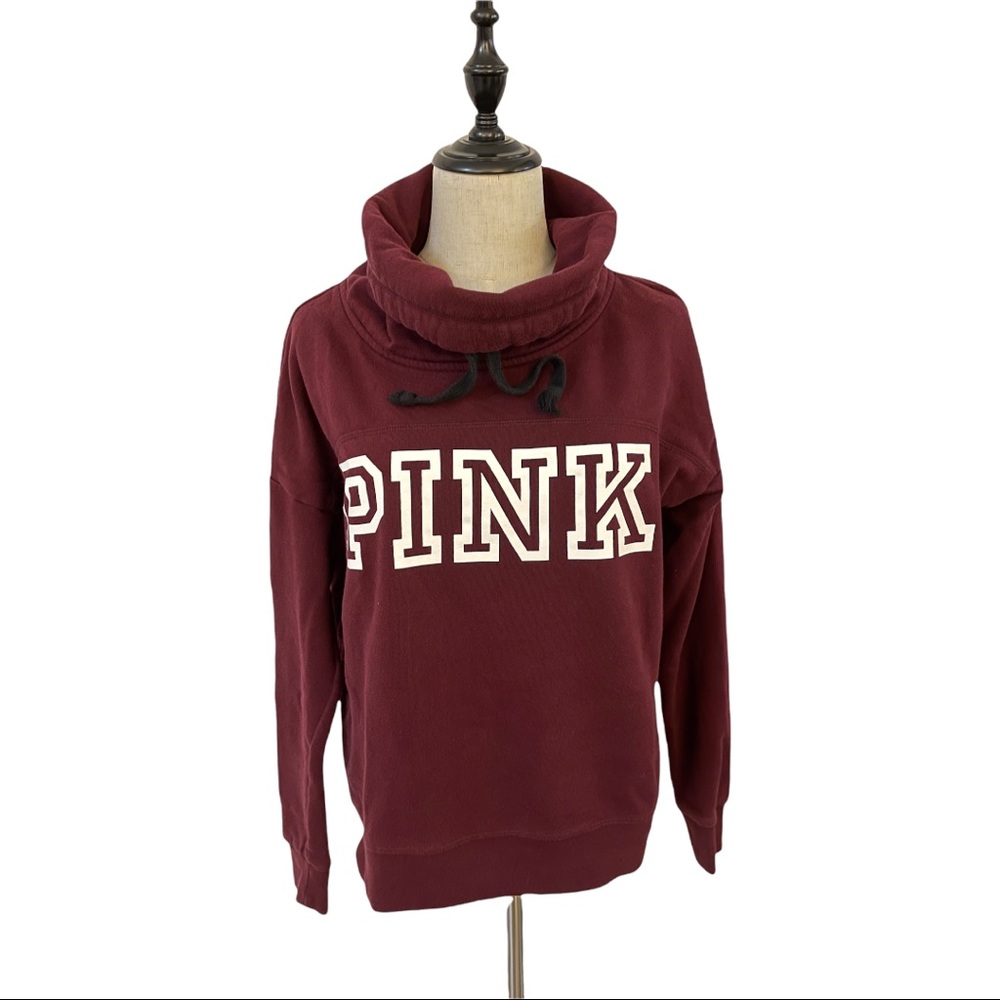 PINK  Burgundy Cowl Neck Sweatshirt size XS